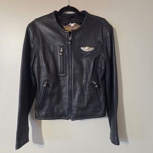 Harley Davidson 100th Anniversary Womens Jacket Size Medium Black Leather